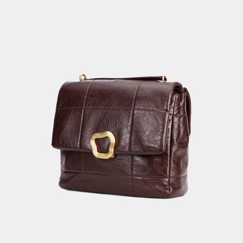 Burgundy Songmont Large Chocolate Crossbody Bag | CANADA PKDNXF